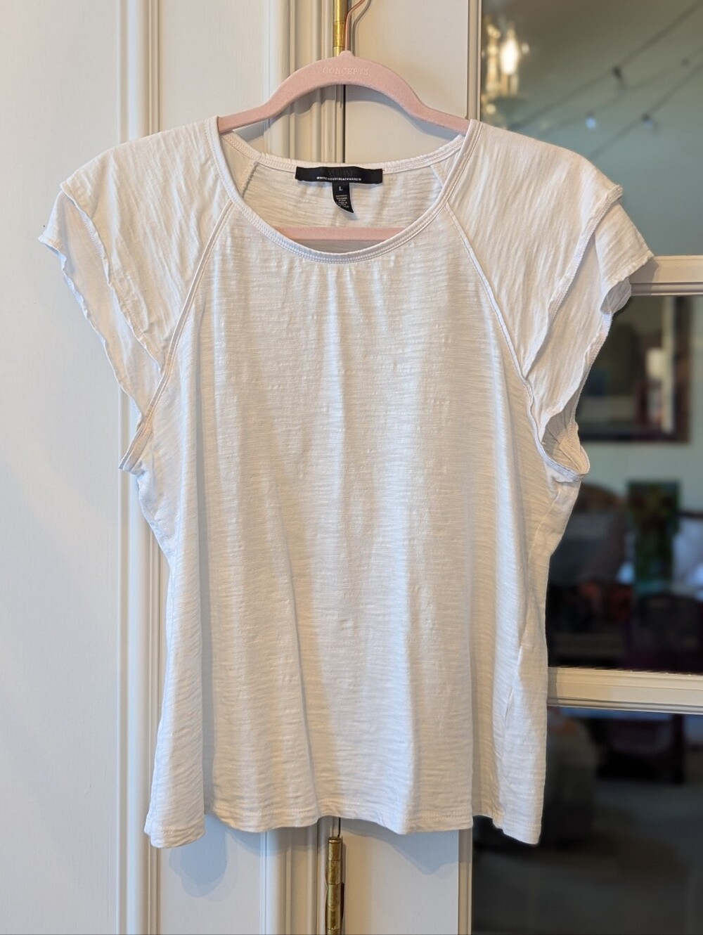 White House Black Market ruffle, cap sleeve tee